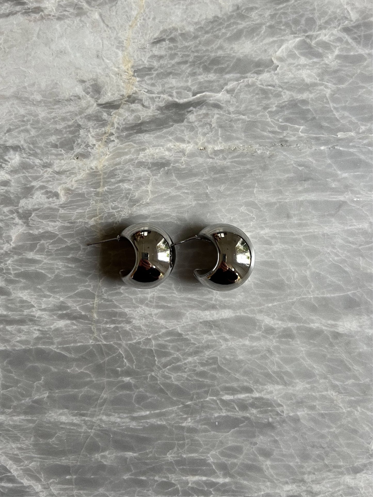 Hollow Hoop Earrings - Silver