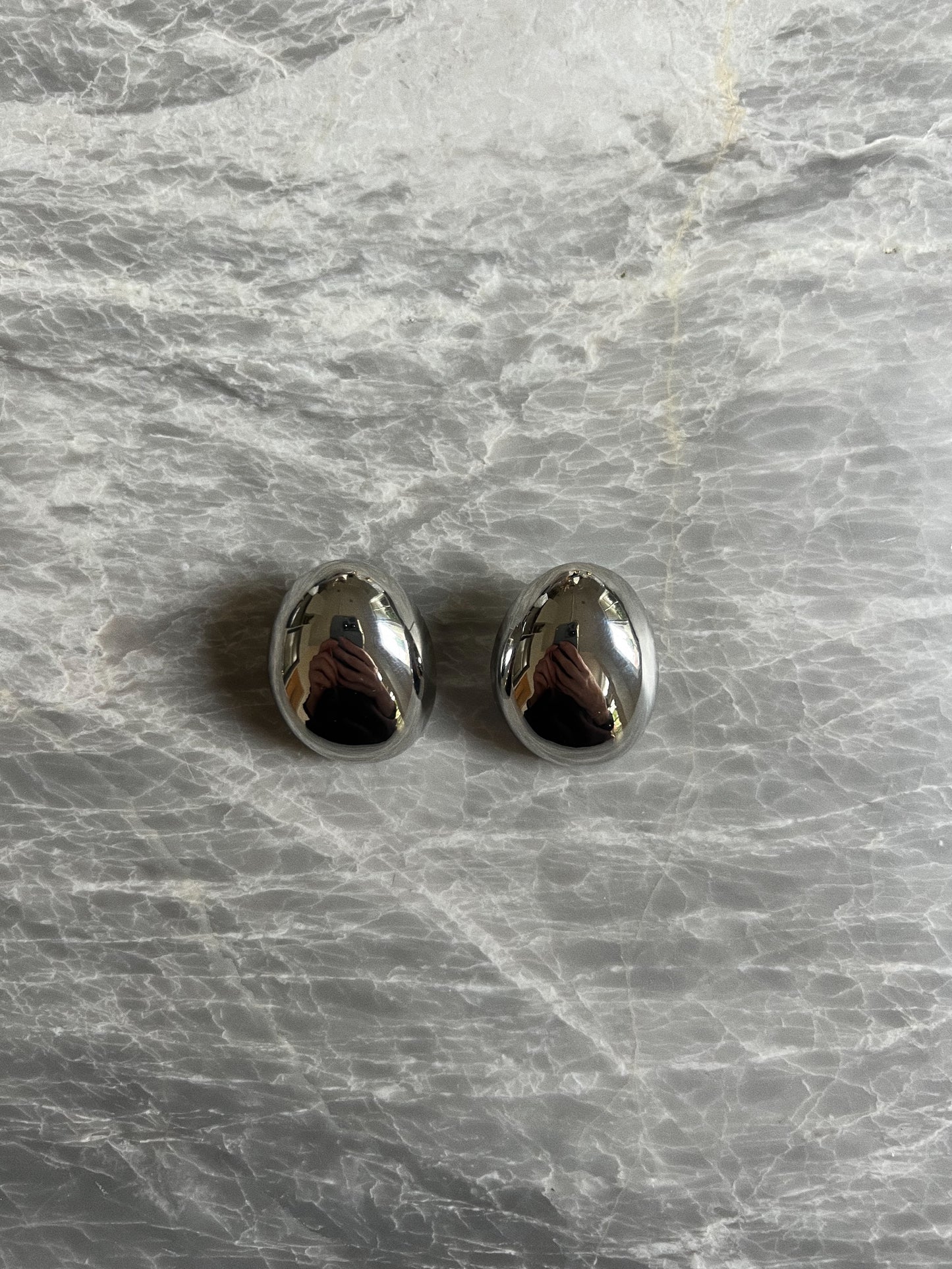 Egg Earrings - Silver